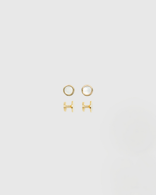 Gold Mother of Pearl Tuxedo Studs 4-5