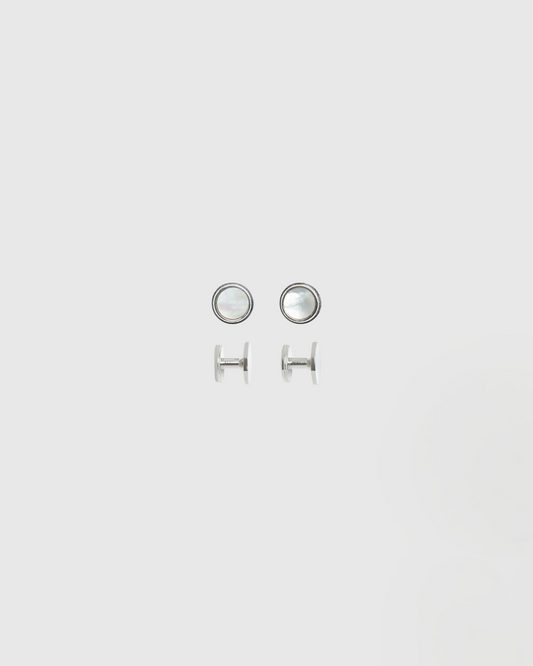 Silver Mother of Pearl Tuxedo Studs 4-5